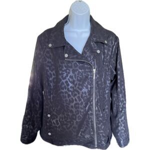 Zenergy by Chico's Black Zip Animal Print Jacket Size 2 Large